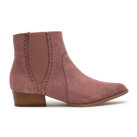 Joe's Jeans Brogue Detailed Soft Pink Suede Bootie - Picture 2 of 4